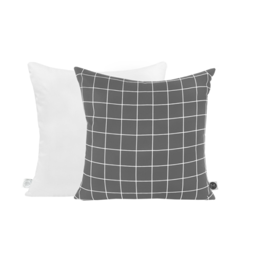 White grid on grey cushion